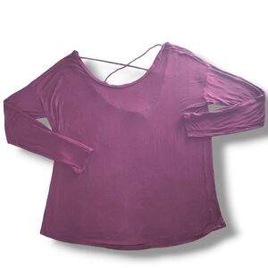 VS PINK Plum Purple Scoopneck Long-Sleeved  Top